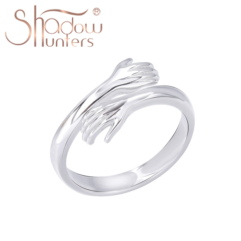 SHADOWHUNTERS-anillo romántico de Plata de Ley 925 para mujer, sortija de boda con manos, palma para amantes, joyería de plata 925 para el Día de San Valentín ► Foto 1/6