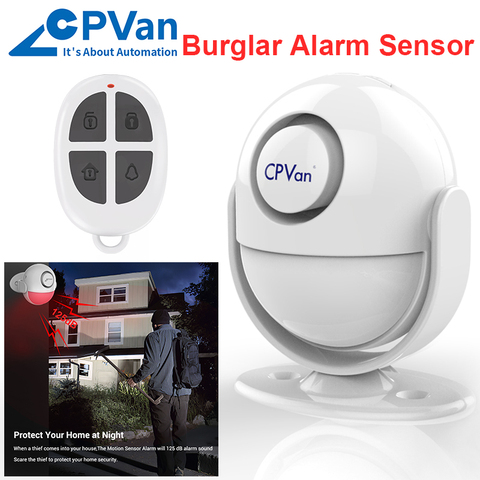 CPVAN-sistema de seguridad Alarma de Sensor de movimiento para el hogar, Detector de movimiento PIR, inalámbrico, infrarrojo, 125dB, con Control remoto ► Foto 1/6