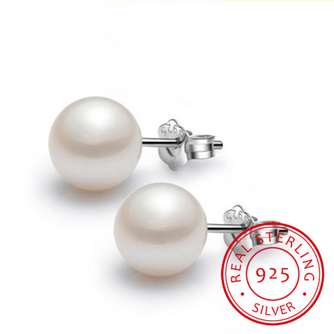 Joyería de plata de ley 925, pendientes de perlas naturales obladas, joyería para mujeres, pendientes de perlas simples de agua dulce de 6-10mm ► Foto 1/5