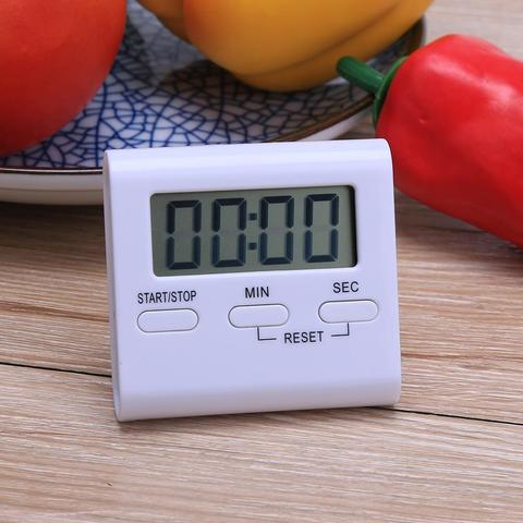 Reloj de mesa Digital LCD para cocina, temporizador de cocina, imán, despertador, soporte de bricolaje, temporizador de cocina blanco ► Foto 1/6