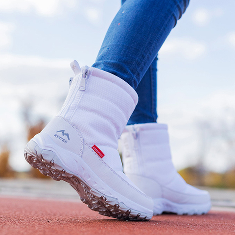 Botas de nieve de felpa para mujer, botines cortos impermeables antideslizantes con cremallera, cálidos, para invierno, 2022 ► Foto 1/6