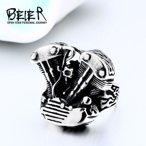 Beier-anillo de acero inoxidable 316L para motorista, anillo con diseño de locomotora, punk, LLBR8-555R ► Foto 1/1