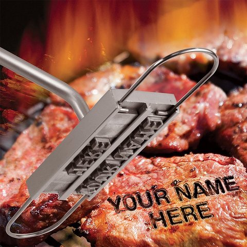 LMETJMA-marcador de carne de hierro para barbacoa, con letras cambiables, herramienta personalizada para asar carne, sello de marcado, KC0299 ► Foto 1/6