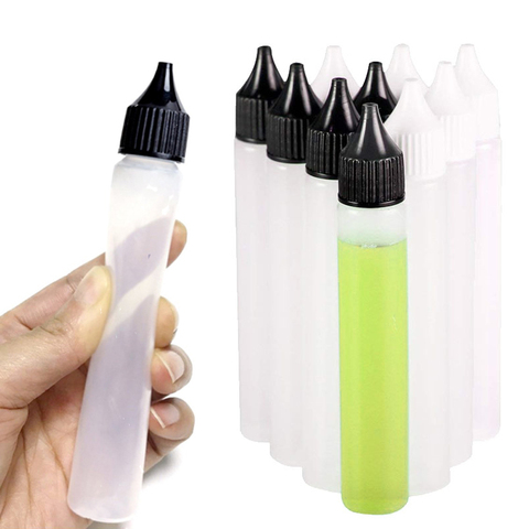 10 Uds botella de gotero de plástico de 30ml con Ecig botella líquida botella vacía largo Slim botella forma de pluma botella envío gratis ► Foto 1/6