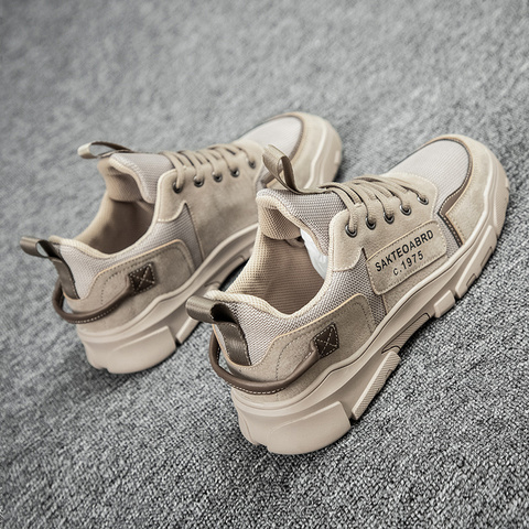 Zapatos informales de Estilo Vintage para hombre, zapatillas cómodas de diseñador, de ocio, Beige, planas, de tela, malla de aire, para primavera ► Foto 1/5