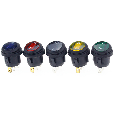 1 Uds KCD1-2 3 pines en/de conmutador basculante SPST impermeable coche de luz LED de barco redondo rojo ► Foto 1/6