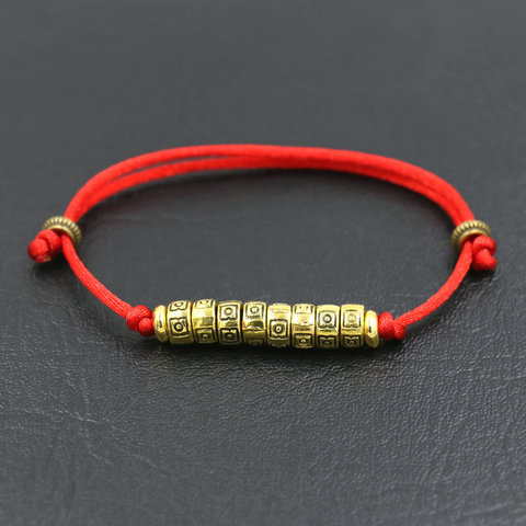 Pulsera de hilo de cuerda roja con dije tibetano étnico para hombre y mujer, pulseras con amuleto tejido, joyería para pareja, regalo de Buda ► Foto 1/6