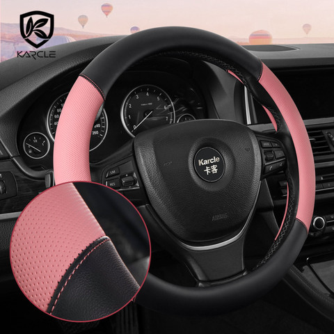 Protector para volante de coche de piel sintética para mujer, 38CM, funda protectora con diamantes de imitación funda volante coche capas volantes de carro cubre volante funda volante ► Foto 1/6