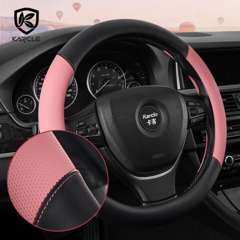 Protector para volante de coche de piel sintética para mujer, 38CM, funda protectora con diamantes de imitación funda volante coche capas volantes de carro cubre volante funda volante ► Foto 1/6