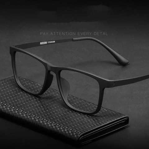 Montura de gafas ópticas ultraligeras para hombre y mujer, montura de gafas de titanio puro, cuadradas transparentes con marco grande, graduadas, HR3068 ► Foto 1/6
