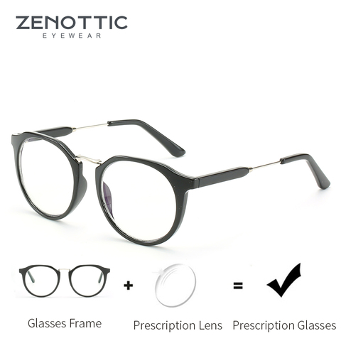 ZENOTTIC-gafas graduadas redondas Retro Para hombres y mujeres, anteojos con montura transparente para miopía, Anti luz azul ► Foto 1/6