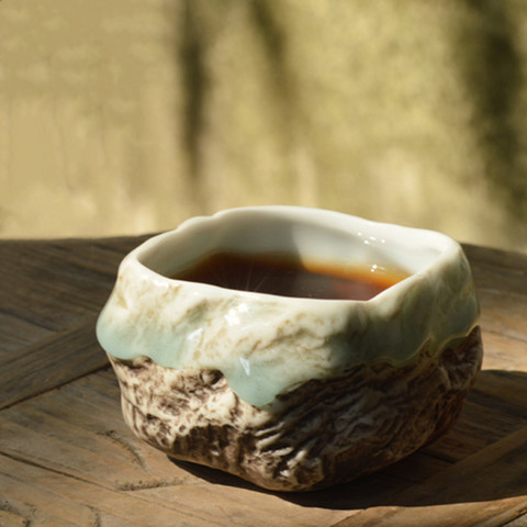 Tazón de té de cerámica de celadón de imitación de piedra, taza creativa hecha a mano para el hogar y la Oficina, estilo japonés, kung-fu ► Foto 1/6