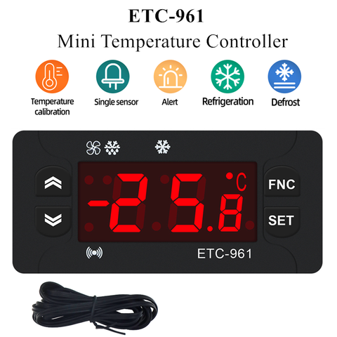 ETC-961 regulador de temperatura Mini microordenador termostatos termostato Digital refrigeración alarma 220V sensor NTC 40% ► Foto 1/6