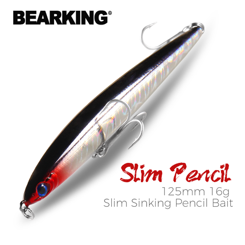 BEARKING 125mm 28g super fundición pesca superior atrae cebos duros calidad profesional acción penceilbait se hunde de pesca ► Foto 1/6