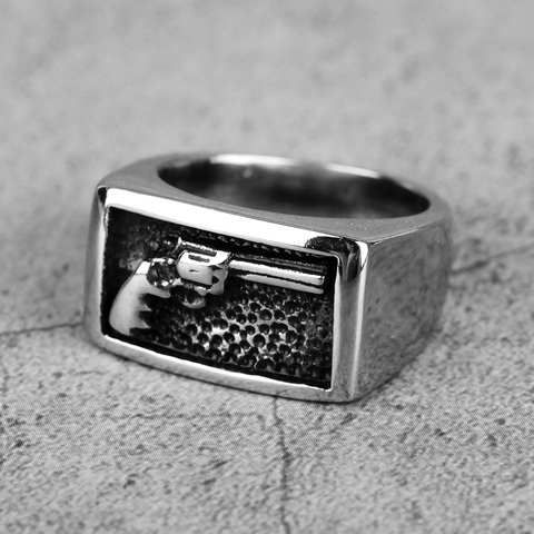 Anillo de acero inoxidable 316L para hombre, Arma de pistola, creatividad, Punk, Rock, Hip Hop, regalo de joyería ► Foto 1/6