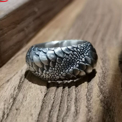 Anillo abierto Vintage de plata para hombre y mujer, escamas infinitas de serpiente para fiesta de cóctel, boda, Punk, anillo de dragón joyería ► Foto 1/6