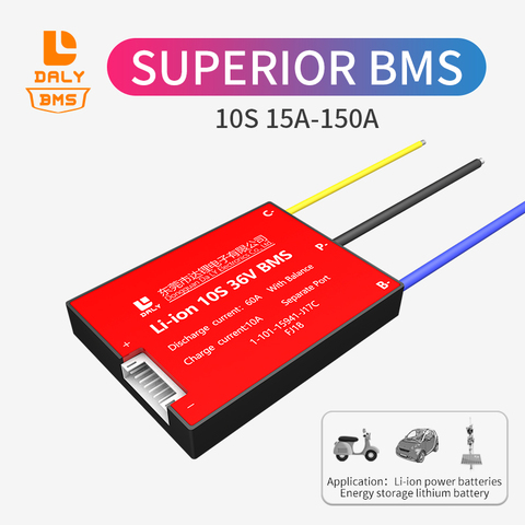 Equilibrio BMS separado Puerto 3,7 V Li-Ion 10s bms 36V 15A 20A 30A 40A 50A 60A 80A 100A 120A 150A para energía solar ► Foto 1/6