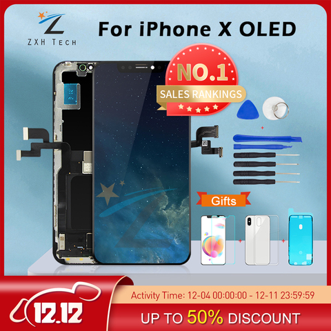 AAA + + + para iPhone X OLED con montaje digitalizador táctil 3D sin píxeles muertos reemplazo de la pantalla LCD pantalla para iPhoneX LCD con regalo ► Foto 1/6