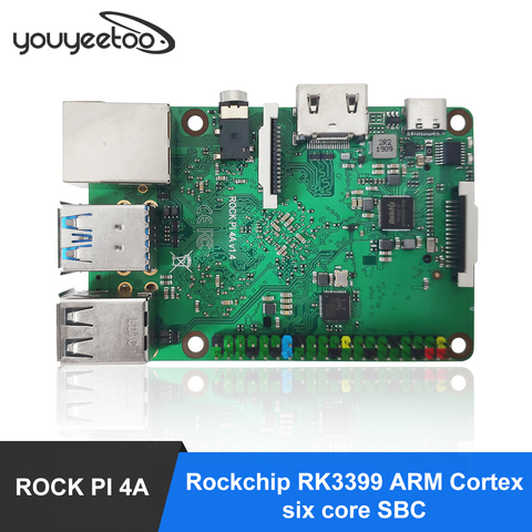 Computadora de placa única para ordenador de escritorio, ordenador de placa reducida Rockchip modelo RK3399, con de 4 GB, puertos USB USB OTG con interfaz de 4 x USB 2.0 y salida HDMI/RCA, compatible con Raspberry Pi ► Foto 1/5