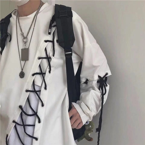 Idopy japonés de los hombres de la moda de la calle de encaje estilo con capucha Punk suelto Jersey colorido diseñador de sudaderas de Hip Hop ► Foto 1/6