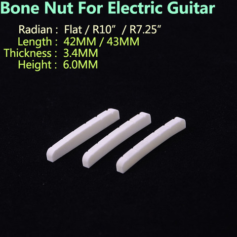 1 unidades GuitarFamily Real ranurado tuerca de hueso para guitarra eléctrica (parte inferior plana/R7.25/R10 42mm * 3,4mm * 6mm) ► Foto 1/4