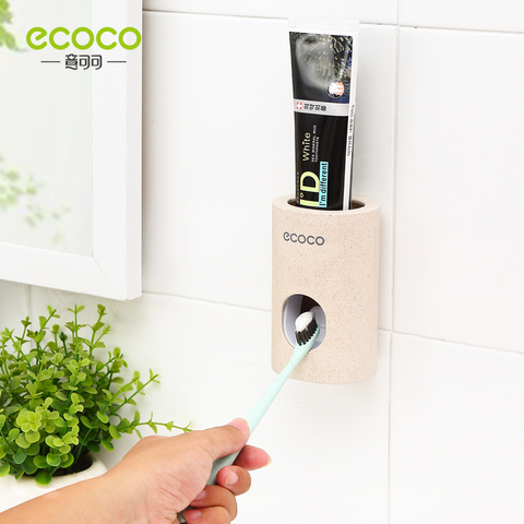 ECOCO-exprimidor de pasta de dientes flotante montado en la pared, dispensador sin clavos, accesorios de baño para familia y niños ► Foto 1/6