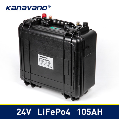 LiFePO4-Paquete de batería de ciclo profundo de 24V, 29,2 V, 100Ah, resistente al agua con BMS de 100A para Ups, energía Solar/RV/HomeStorage + cargador de 10A ► Foto 1/6