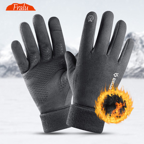 Guantes de invierno para hombre, resistentes al viento, gruesos y cálidos, de negocios, para pantalla táctil, para montar por la noche, señal reflectante ► Foto 1/6