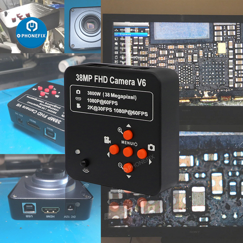 Cámara microscópica de 14MP, 16MP, 38MP, HDMI, USB, industrial, montaje en C, USB, VGA, salida simultánea para reparación de soldadura de teléfono PCB ► Foto 1/6