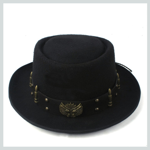 Sombrero de Pie de cerdo para hombre y mujer, sombrero de lana con cinturón Punk, sombrero de la Iglesia Pop, tamaño de 58CM ► Foto 1/6