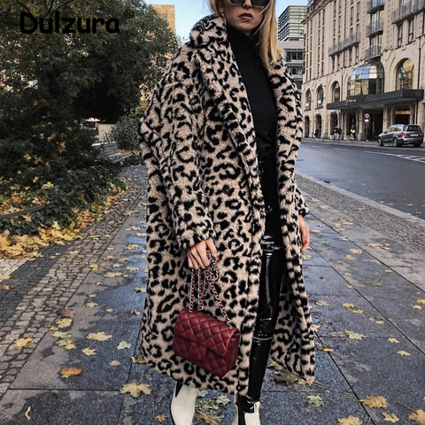 Chaquetas largas de oso de peluche de leopardo para mujer, abrigos de invierno gruesos y cálidos, abrigo de piel sintética de marca de moda, 2022 ► Foto 1/6