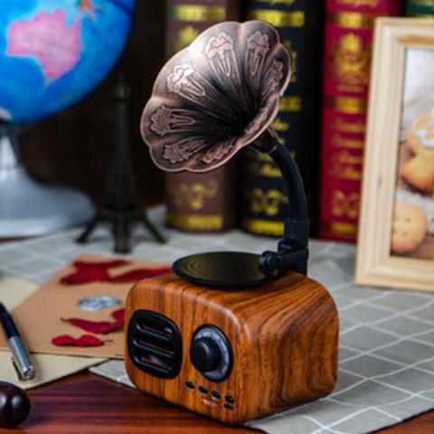 Mini fonógrafo Retro, Radio de música estéreo, altavoz inalámbrico por Bluetooth, caja de sonido, venta al por mayor, gran oferta, novedad ► Foto 1/6