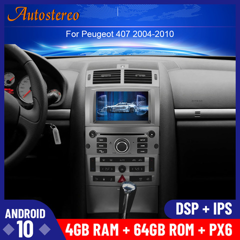 Reproductor Multimedia con Android 10,0 y navegación GPS para Peugeot 407, autorradio con grabadora de cinta, 64GB, Carplay ► Foto 1/6