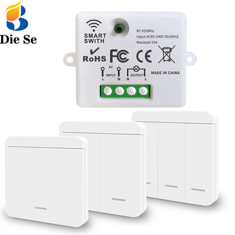 Minirelé de Control remoto inalámbrico, transmisor de panel de pared RF 86 para lámpara de luz, receptor y interruptor de pared, CA 85 ~ 240V ► Foto 1/6