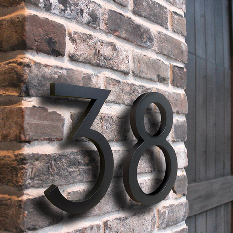Señal flotante de número de Casa negra grande de 15 cm, números de puerta modernos, señalización de construcción, números de exterior, Dirección de Casa BO ► Foto 1/6
