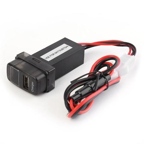 Adaptador de cargador de coche USB de 12V con voltímetro LED azul, 12V, 24V a 5V, 2.1A, enchufe USB para cargador de teléfono para Mitsubishi ► Foto 1/6