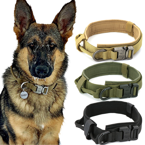 Collar táctico militar ajustable para perro, collares para perro y mascotas, correa de Control, Asa de entrenamiento, Collar de Gato para perros pequeños y grandes ► Foto 1/6