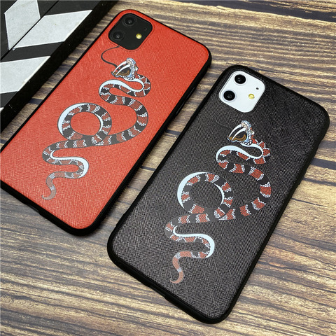 Funda suave de serpiente para iphone, cubierta de teléfono 3D de marca de lujo para iphone 11 12 mini pro x xs max xr 8 7 6 6s plus ► Foto 1/6