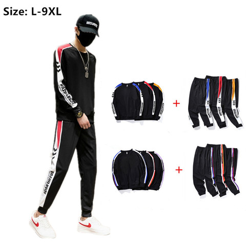 Chándal de otoño para adolescentes, pantalones de Hip-Hop para trotar, Tops deportivos bombachos, conjunto de 2 piezas de talla grande 6XL 7XL 8XL 9XLTrack ► Foto 1/6