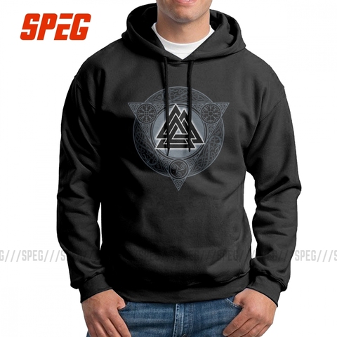 Sudadera con capucha de Valknut Ice Flame para hombre, Jersey de algodón purificado, color gris, con estampado de vikingos, Valhalla y Odin, novedad ► Foto 1/5