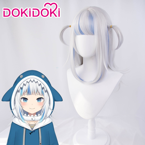 DokiDoki Hololive-Peluca de Cosplay inglés, Gawr Gura, peluca bonita, Cosplay inglés ► Foto 1/5