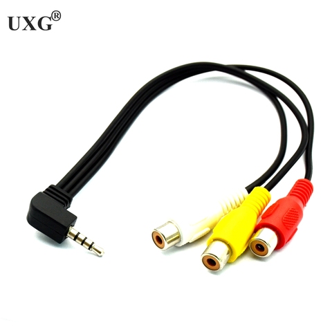 Conector de 3,5mm a 3 RCA macho, Cable de Audio Y vídeo, AUX, 3,5mm, macho, 90 grados, ángulo recto a 3RCA hembra, Cable de Audio Y 0,2 m/20cm ► Foto 1/6