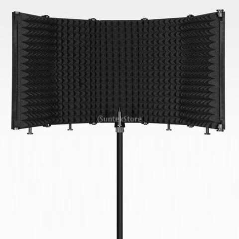 Protector de aislamiento de micrófono ajustable para cabina Vocal, Panel de espuma de grabación profesional para grabación de transmisión de sonido, 5 paneles ► Foto 1/6