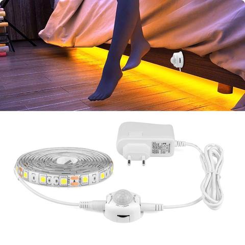 Tira de cinta adhesiva LED para decoración del hogar, lámpara de noche para dormitorio, cocina, armario, Sensor de Movimiento PIR inalámbrico, 12V de CC ► Foto 1/6