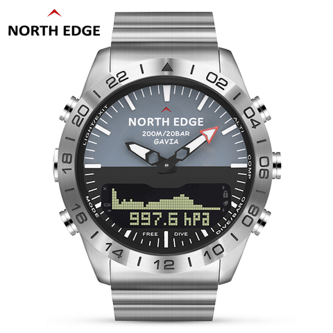 Hombres Buceo Deportes Reloj digital Relojes para hombres Ejército militar Lujo Acero Completo Negocios Impermeable 100 m Altímetro Brújula North Edge ► Foto 1/6