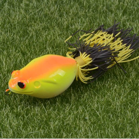 Señuelos de Pesca de rana Topwater Wobbler Popper, cebo Artificial duro con cola suave giratoria, aparejo de pesca de Lucio, 5cm, 14g ► Foto 1/6