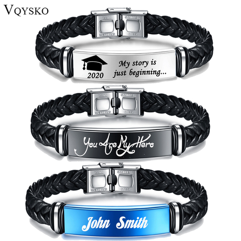 Pulsera de cuero trenzado personalizable para hombre, brazalete de cuero trenzado, regalo inspirador ► Foto 1/6