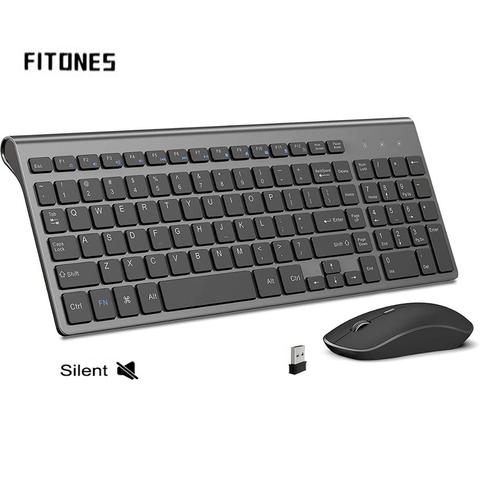 Teclado y ratón inalámbricos, diseño ergonómico teclado de tamaño completo ratón 2400 DPI, España/EE. UU./REINO UNIDO/distribución rusa/Francia negro y rosa ► Foto 1/6