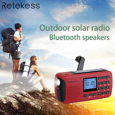 RETEKESS-Radio Meteorológica HR11W NOAA, Radio FM AM de emergencia, SOS, receptor Solar de manivela con Bluetooth, reproductor MP3, grabadora Digital ► Foto 1/6