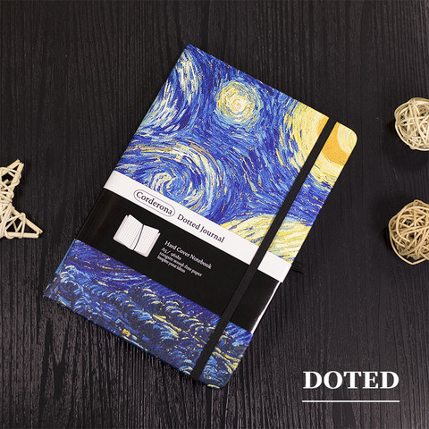 Vincent A5-diario punteado con tapa dura para Van Gogh, cuadrícula de puntos, cuaderno de dibujo rayado, diario de viaje nocturno ► Foto 1/6